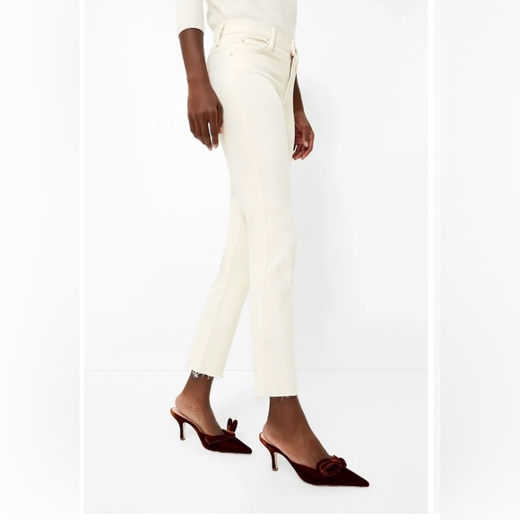 Mother Denim High‎ Waisted Rascal Ankle Fray Eggnog Jeans Stretch Classic - Picture 3 of 13